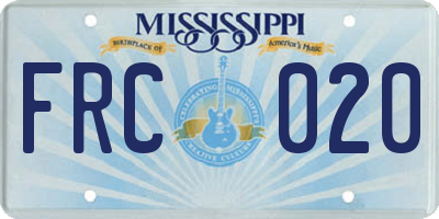 MS license plate FRC020