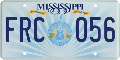 MS license plate FRC056