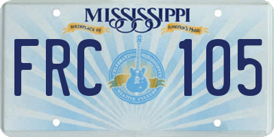 MS license plate FRC105