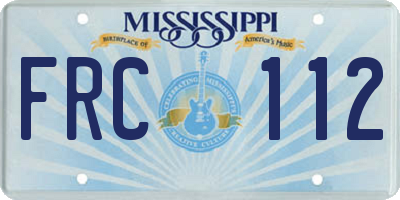 MS license plate FRC112