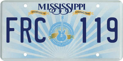 MS license plate FRC119