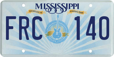 MS license plate FRC140