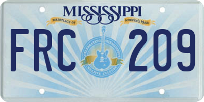 MS license plate FRC209