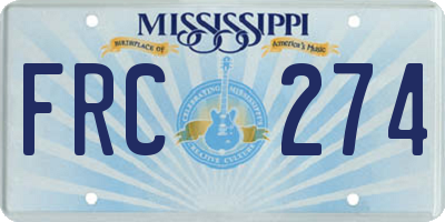 MS license plate FRC274