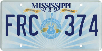 MS license plate FRC374