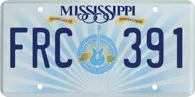 MS license plate FRC391