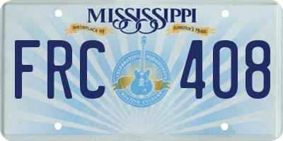 MS license plate FRC408