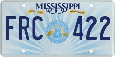 MS license plate FRC422