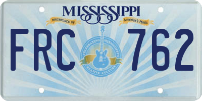 MS license plate FRC762