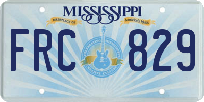 MS license plate FRC829