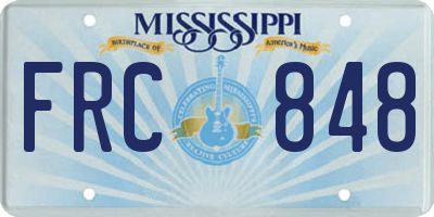 MS license plate FRC848
