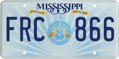 MS license plate FRC866
