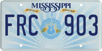 MS license plate FRC903