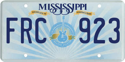 MS license plate FRC923