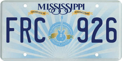 MS license plate FRC926