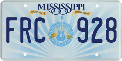 MS license plate FRC928