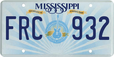 MS license plate FRC932
