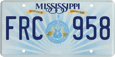 MS license plate FRC958
