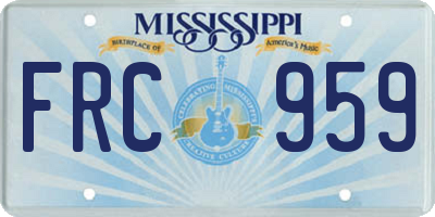 MS license plate FRC959