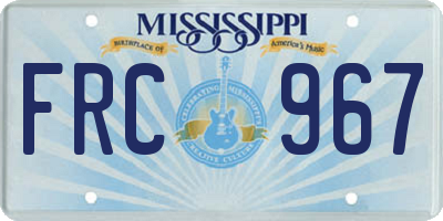 MS license plate FRC967