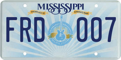 MS license plate FRD007
