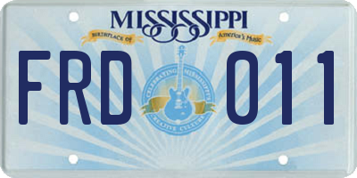 MS license plate FRD011