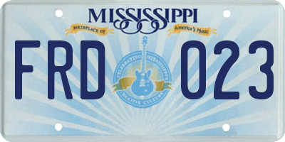 MS license plate FRD023