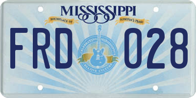 MS license plate FRD028
