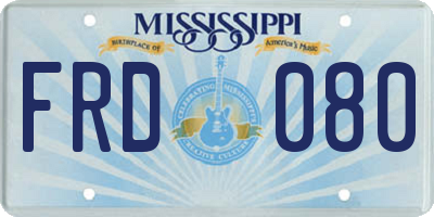 MS license plate FRD080