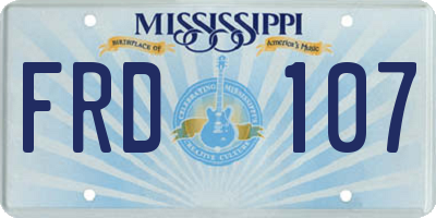 MS license plate FRD107