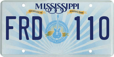 MS license plate FRD110