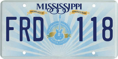 MS license plate FRD118