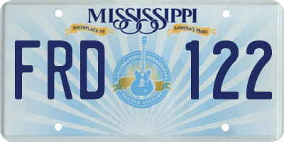 MS license plate FRD122