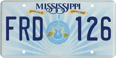 MS license plate FRD126