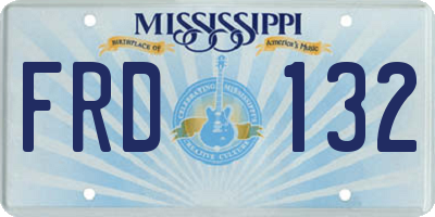 MS license plate FRD132