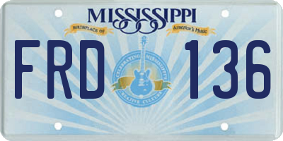 MS license plate FRD136