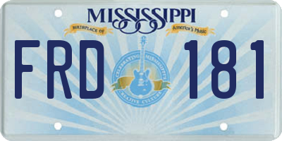 MS license plate FRD181