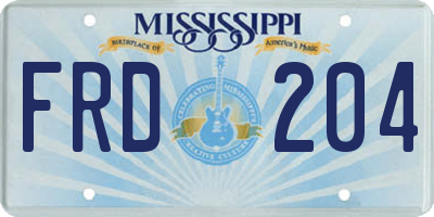 MS license plate FRD204