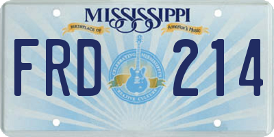 MS license plate FRD214