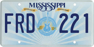 MS license plate FRD221