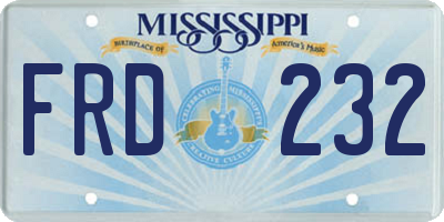 MS license plate FRD232