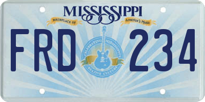 MS license plate FRD234