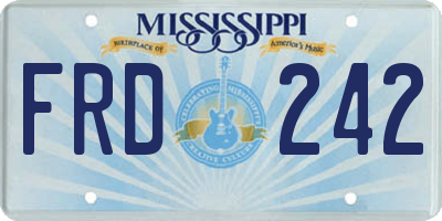 MS license plate FRD242