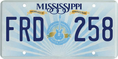 MS license plate FRD258