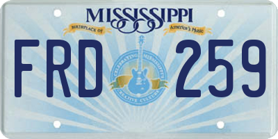 MS license plate FRD259