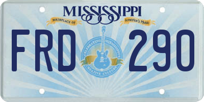 MS license plate FRD290