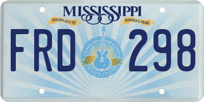 MS license plate FRD298