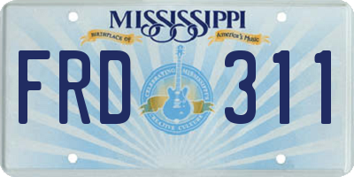 MS license plate FRD311