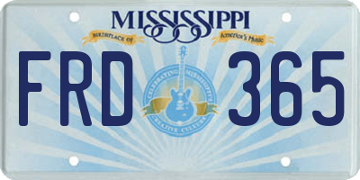 MS license plate FRD365