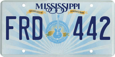 MS license plate FRD442